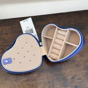 Stella & Max Zip Around Heart Shaped Blue Shimmer Jewelry Box